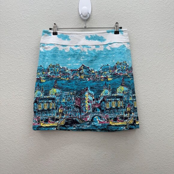 Talbots Dresses & Skirts - Talbots Venice Italy Scene Novelty Print Textured Lined Mini Skirt Womens size 8